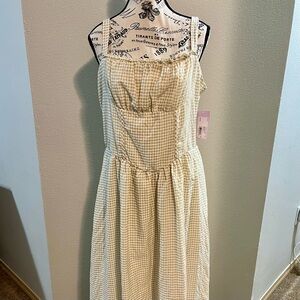 Wild Fable Tan Gingham Milkmaid Dress NWT